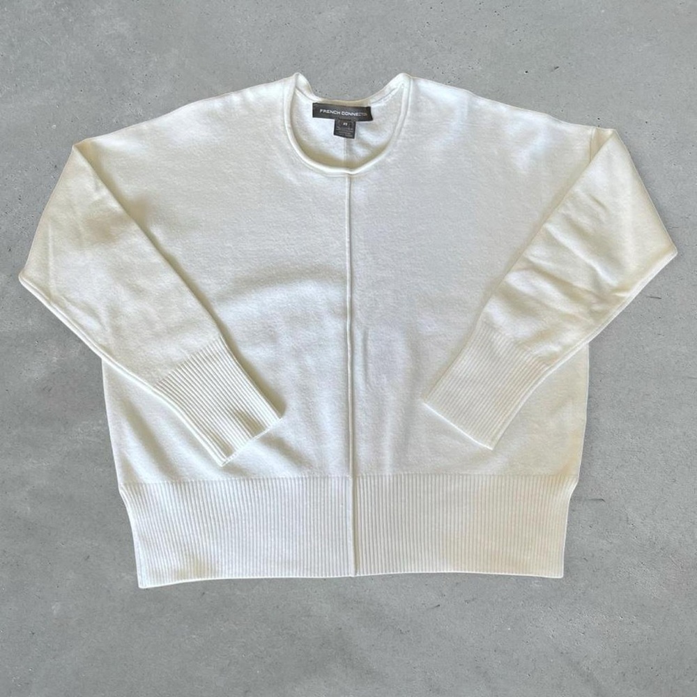 French Connection White Knit Crewneck Sweater